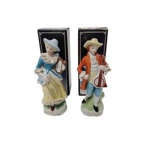 vintage nos 1970's german made pair of 2 beautiful porcelain figurines 8"h.